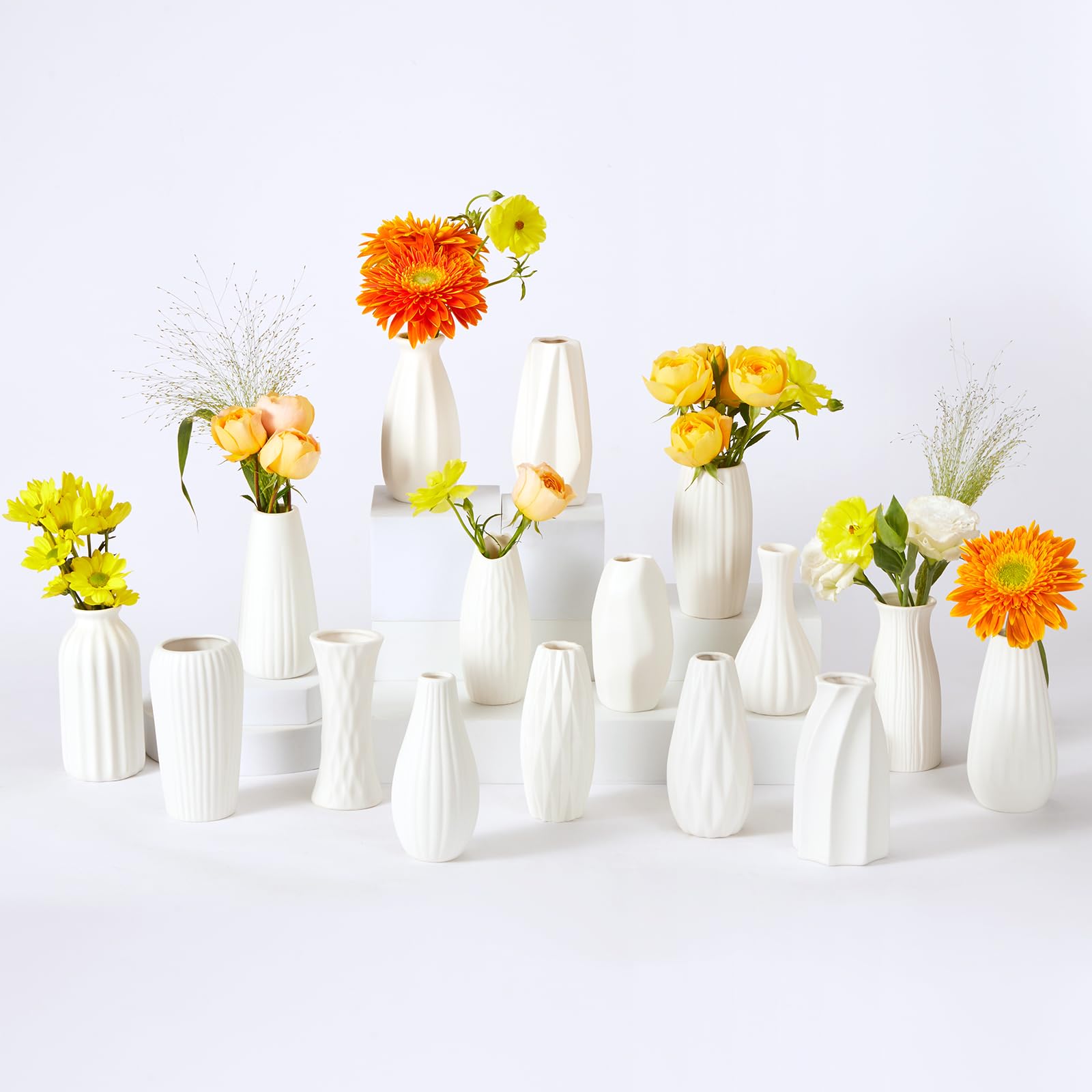 Amazon.com: 16packs Small White Ceramic Vases - Mini Flower Vases